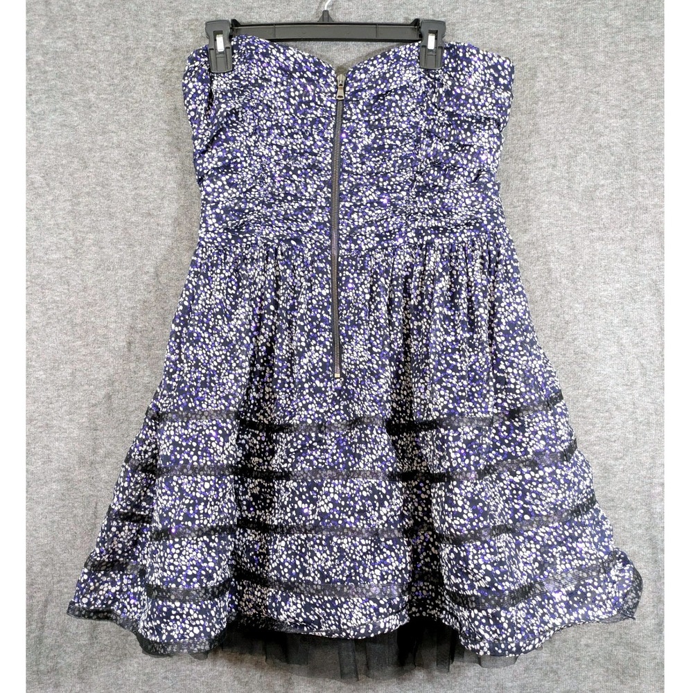 Betsey Johnson Strapless Blue Sequined Party‎ Cocktail Fit Flare Dress Size 12